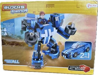 Blocks - Bouwstenen Robot Auto 2 in 1 - Rood - Groen of Oranje