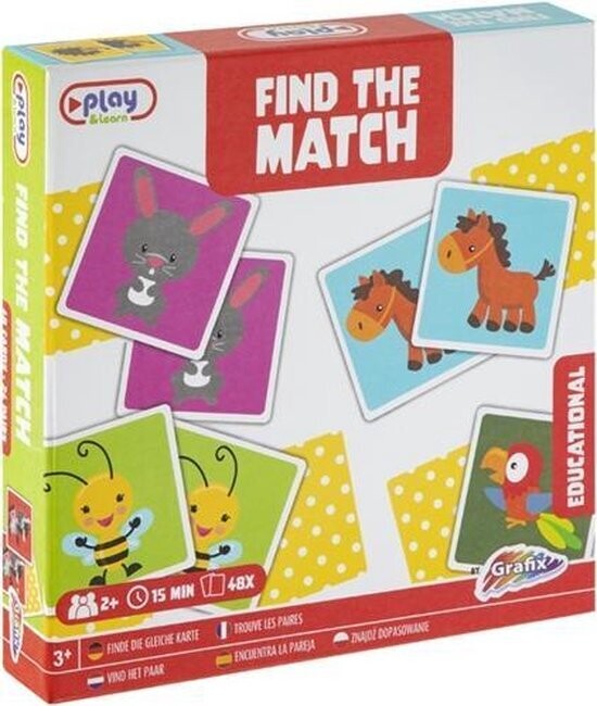 🃏 Grafix Find The Match Animals – Memory Game 48 Cards ✨