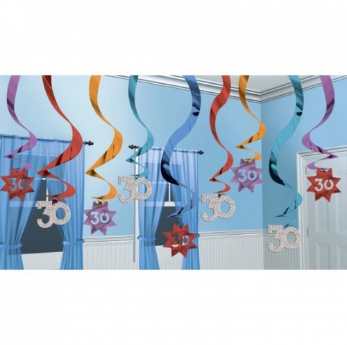 Hanging swirl decoration 30 years 15 in a pack