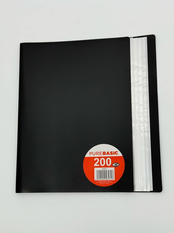 Presantiemap 200 insteekhoezen zwart A4