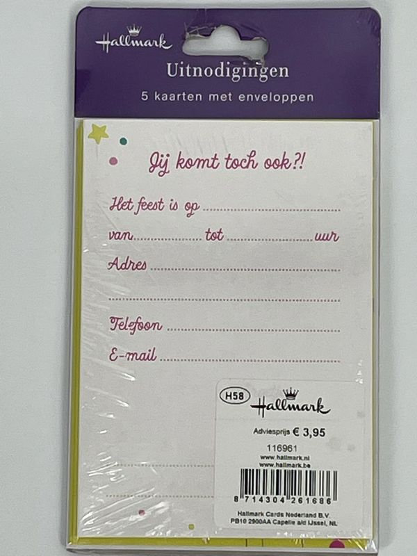 🎉 Uitnodigingen Feestje – Set van 5 Kaartjes met Enveloppen ✨