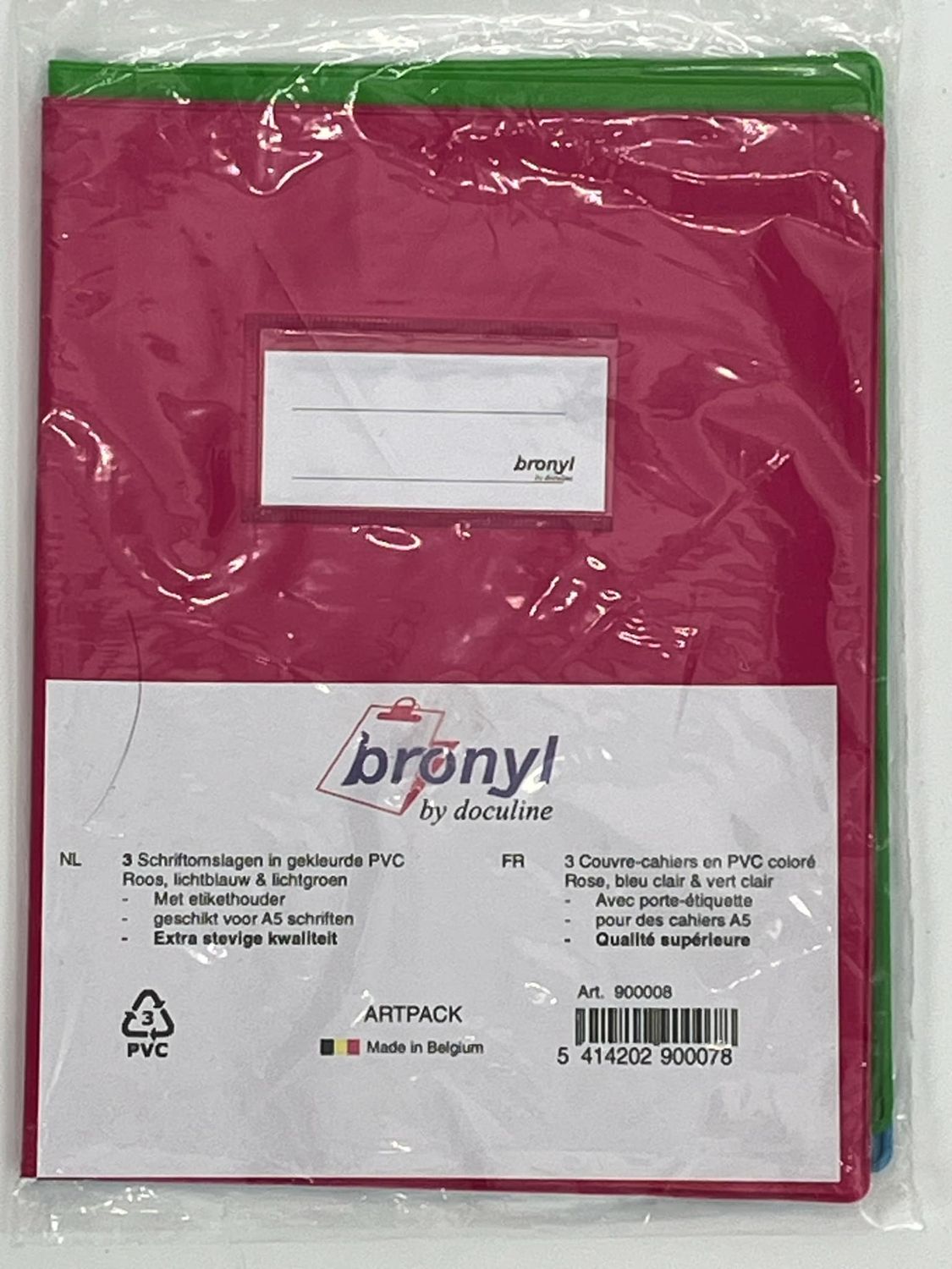 Bronyl schriftomslag set 3 gekleurde pvc