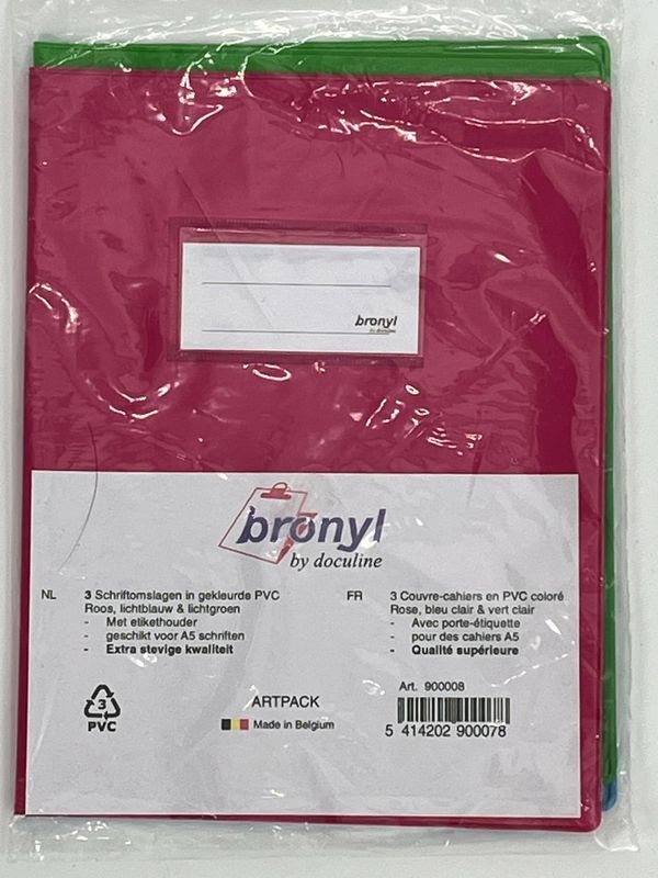 Bronyl schriftomslag set 3 gekleurde pvc