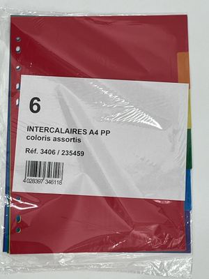 Tabbladen plastiek 6 stuks A4