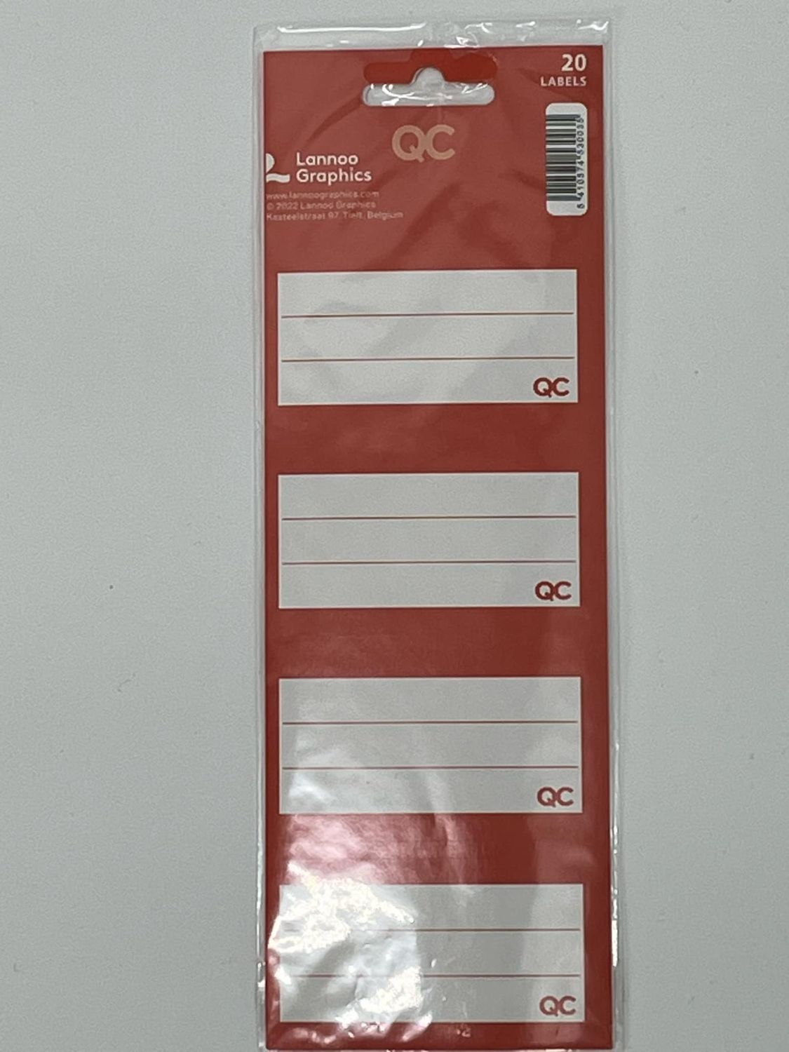 Schooletiket lannoo graphics zelfklevend 20 stuks rood