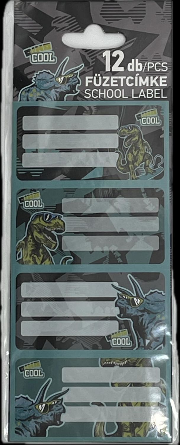 Schooletiketten zelfklevend 12 stuks  dino motief