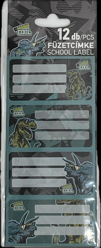 Schooletiketten zelfklevend 12 stuks  dino motief