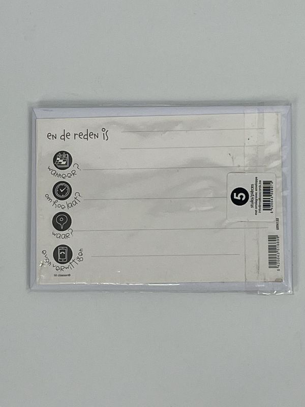 🎉 Uitnodigingen Feestje – Set van 5 Kaartjes met Enveloppen ✨