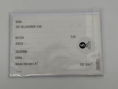 🎉 Uitnodigingen Feestje – Set van 5 Kaartjes met Enveloppen ✨