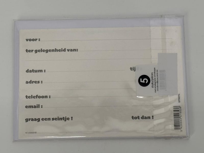 🎉 Uitnodigingskaartjes – Set van 5 Stuks (16 x 11 cm) met Enveloppen ✨