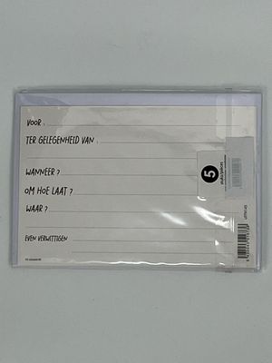 🎉 Uitnodigingskaartjes – Set van 5 Stuks (16 x 11 cm) met Enveloppen ✨