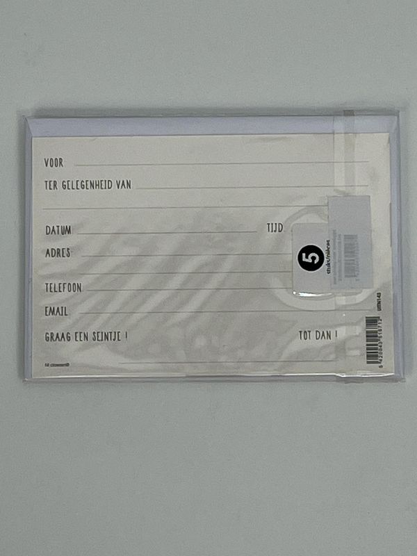 🎉 Uitnodigingskaartjes – Set van 5 Stuks (16 x 11 cm) met Enveloppen ✨