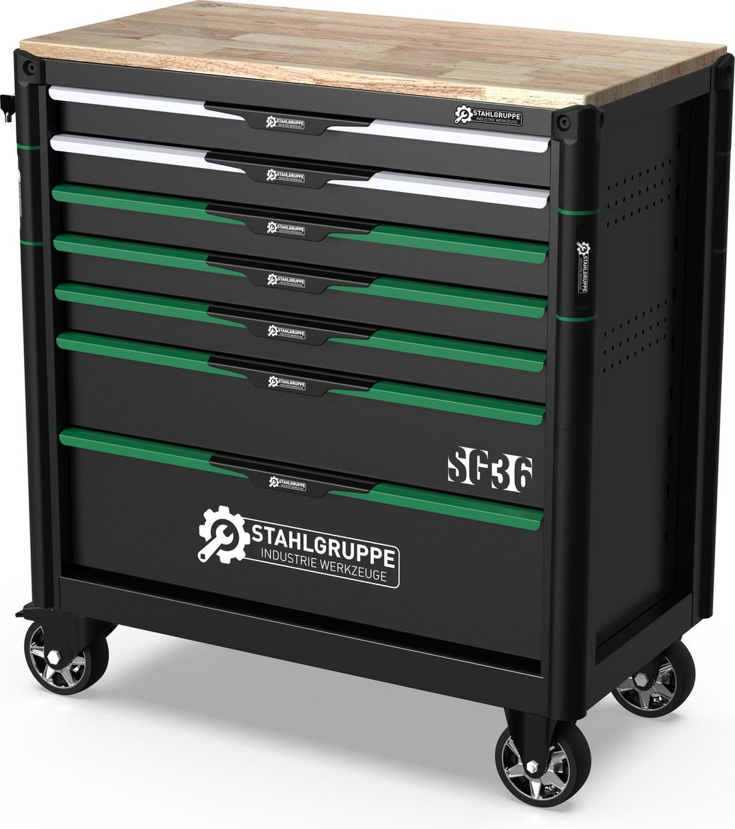Stahlgruppe SG36 - Gereedschapwagen - Groen - 7 Laden - 6 Gevuld Stahlgruppe SG36 - Gereedschapwagen - Groen - 7 Laden - 6 Gevuld