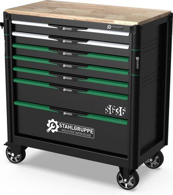 🛠️ English: Stahlgruppe SG36 Tool Trolley – 307 Pieces – Wooden Worktop