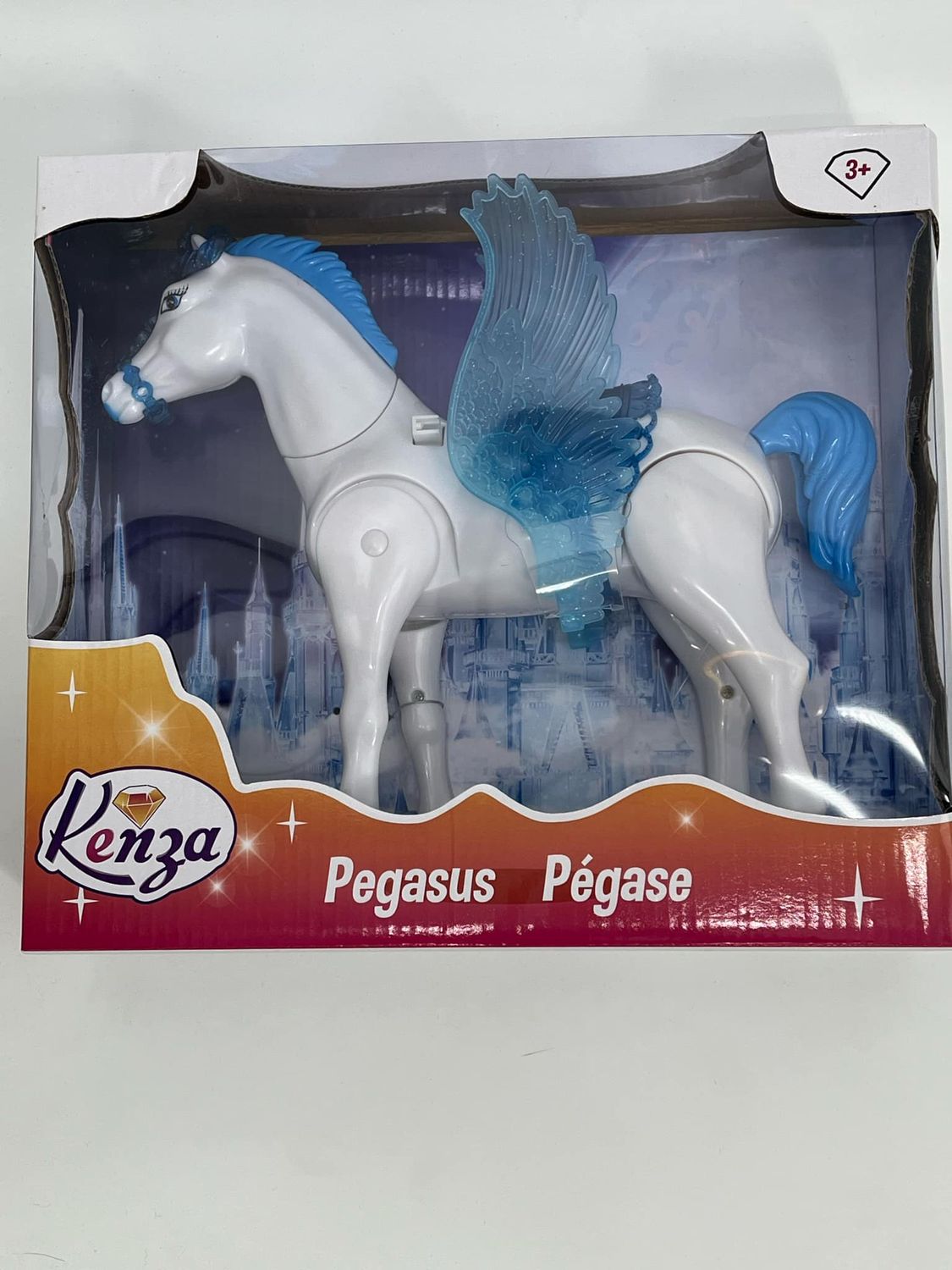 Pegasus Paard met vleugels wit blauw