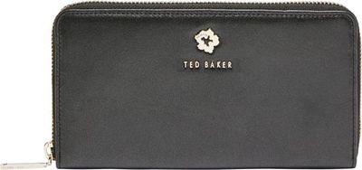 Ted baker London Jorjana flower Eyelet leather zip wallet in black at Nord