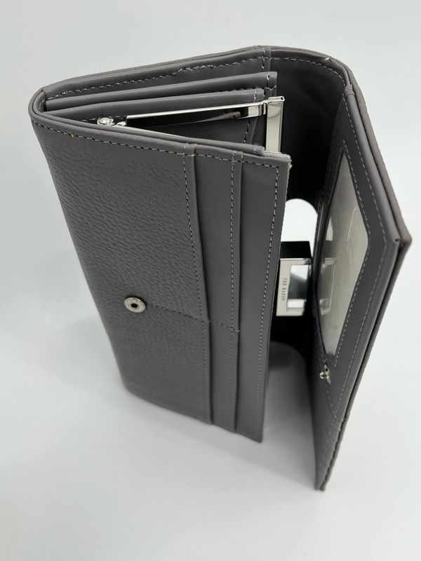 Ted Baker Leren portemonnee 19 cm grijs