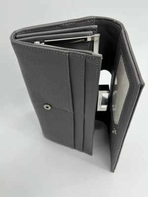 Ted Baker Leren portemonnee 19 cm grijs