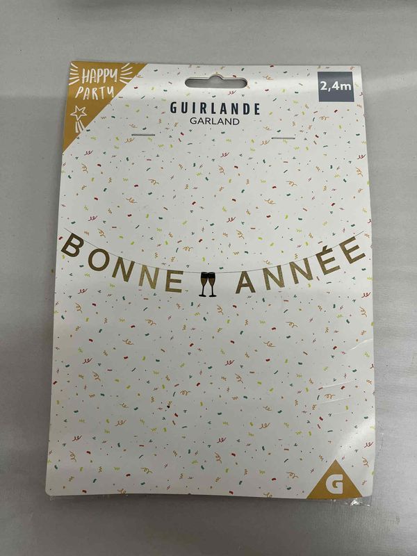 🎆 Happy New Year Garland Gold – 16.5 x 123.5 cm | New Year Decoration ✨