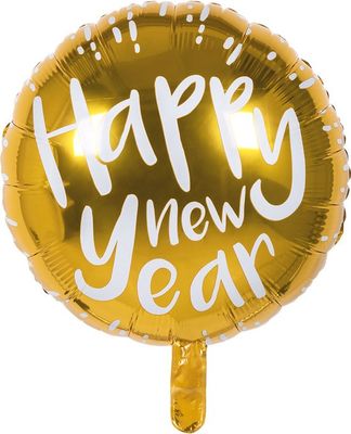Boland foliebalon Happy New Year goud 45 cm