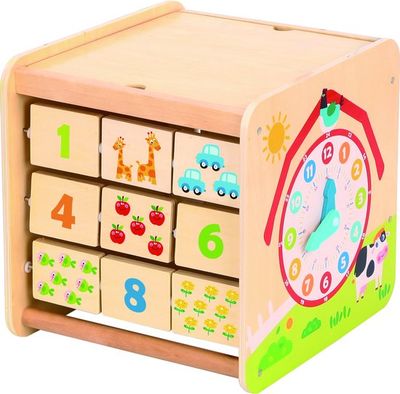 🐄 Tooky Toy Houten Activiteitenkubus Boerderij – 18 Maanden 2-delig ✨