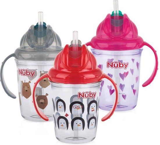 Nuby Flip-it Antilekbeker Met Handvaten Tritan 270ml Roze