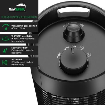 🔥 MaxxGarden Elektrische Terrasverwarmer – Tafelmodel – 1200W