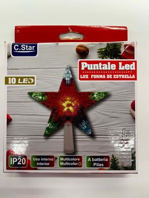 🎄 LED Ster met Piek – 10 LED Multicolor | Kerstboomtopper 8 cm ✨