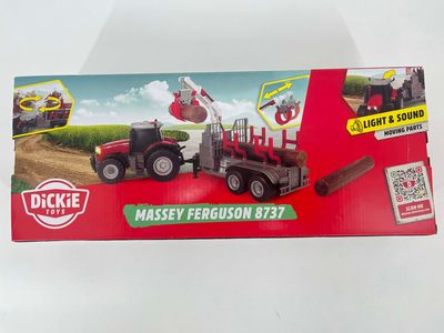 🚜 Dickie Toys Massey Ferguson 8737 – Tractor met Houtlader 42 cm ✨