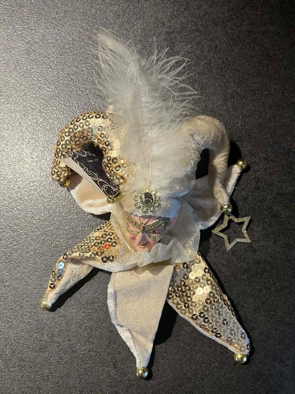 🤡✨ Decorative Jester Beige/Gold 16 cm