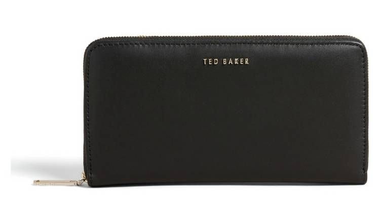 👛Ted Baker Large Portemonnee Zwart – 19 cm Leer met Rits | Luxe &amp; Ruim 🖤✨
