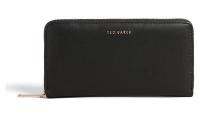 👛Ted Baker Large Portemonnee Zwart – 19 cm Leer met Rits | Luxe &amp; Ruim 🖤✨