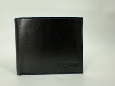 👛 Ted Baker Halfan Jet-Black Leren Portemonnee – Compacte Billfold 11 cm Zwart 🖤✨