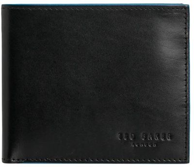 👛 Ted Baker Halfan Jet-Black Leather Wallet – Compact Billfold 11 cm Black 🖤✨