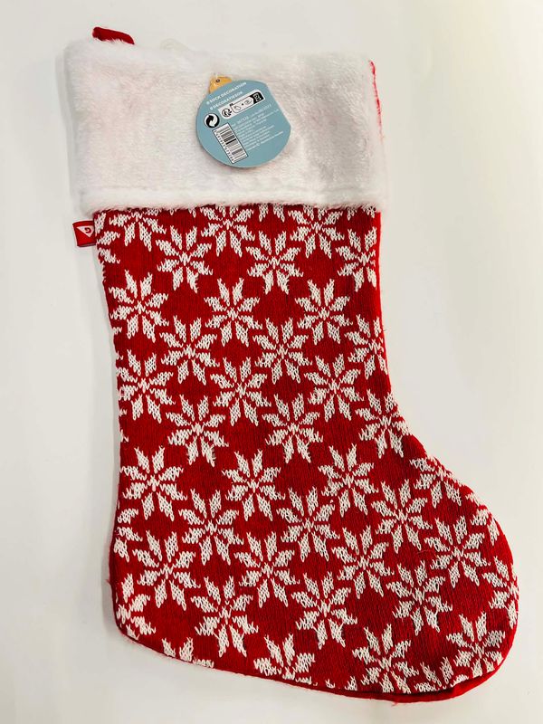 ❄️ Wool Christmas Stocking with Snowflake Motif – 42 x 24 cm | Cozy Holiday Decor ✨