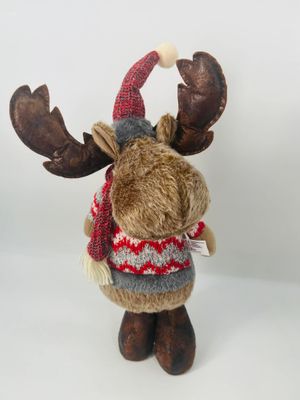 🦌 Plush Reindeer – Large Christmas Cuddle Toy 52 cm Brown/Red/Gray ✨🎄