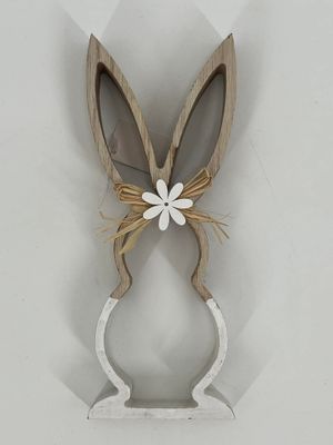 🐰 Wooden Frame Rabbit – Rustic Easter Decoration 23 cm Brown/White