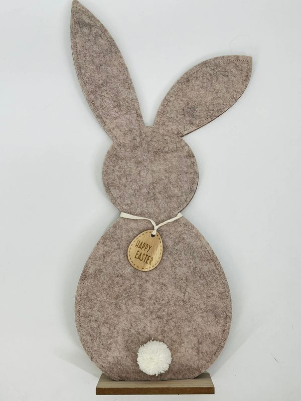 🐰🌸 Decorative Felt Easter Bunny 49 cm on Wooden Base