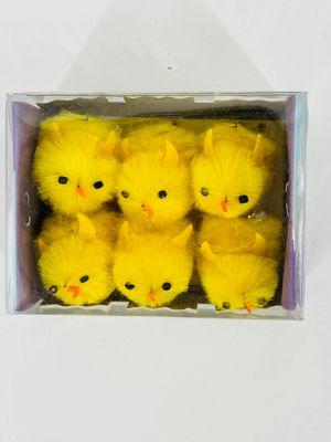 🐣 Yellow Chenille Easter Chicks – Cute Easter Decoration 6 cm (Set of 6)