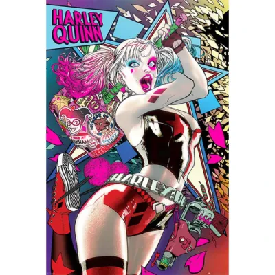 🦇 Batman Harley Quinn Neon Poster – DC Comics Wall Art