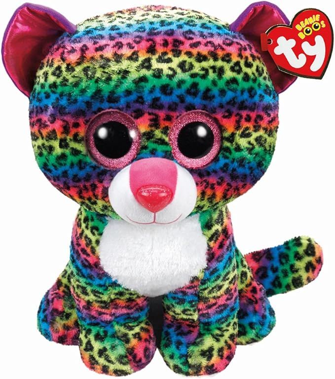 TY Beanie Boo’s Dotty luipaard knuffel met kleurrijke stippen en grote glinsterende ogen