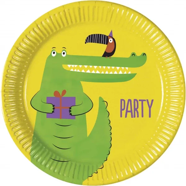 🎉 Jungle Paper Plates Crocodile – 8 Pieces Ø 23 cm ✨