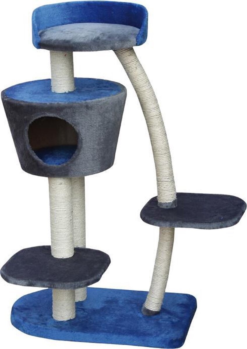 🐱 Nobby Kattenkrabpaal Blauw – 60 x 40 x 105 cm | Luxe Krabmeubel ✨