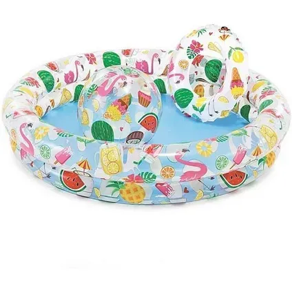 🌴 Intex Fruity Pop Inflatable Pool Set – Ø 122 x 25 cm | Includes Beach Ball &amp; Swim Ring! 🍉🍍✨