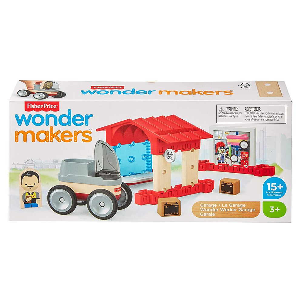 🚗 Fisher-Price Wonder Makers Garage – Wooden Play Set for Kids 🛠️✨