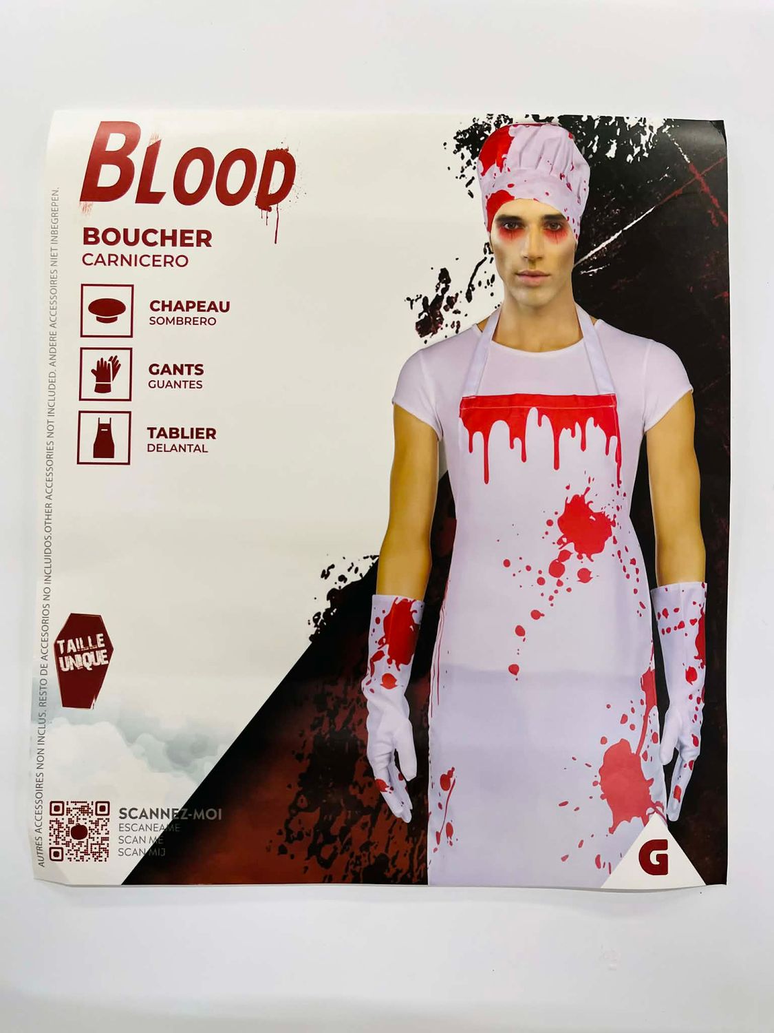 🔪 English: Halloween Butcher Costume – Adults – One Size
