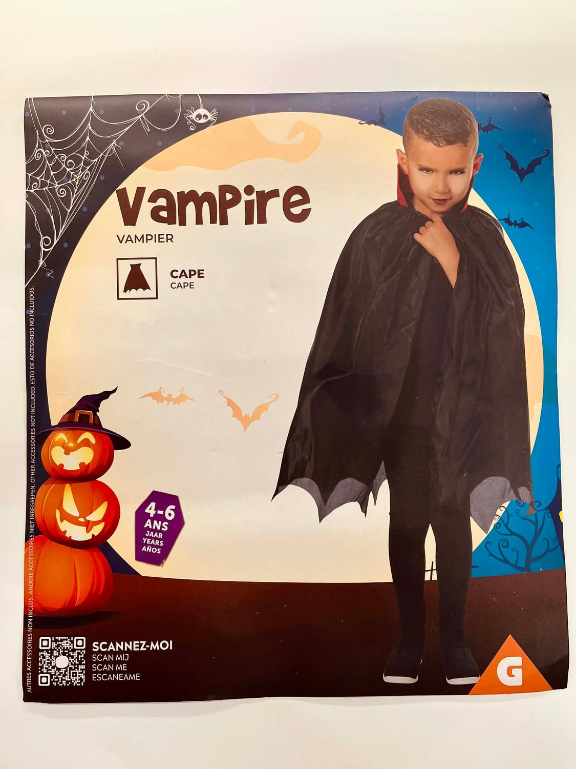 🧛 Vampire Cape for Kids – Red/Black 70 cm ✨