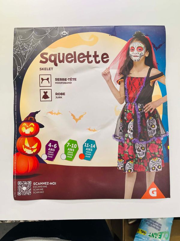 Squelette jurk met hoofdband 10 jaar