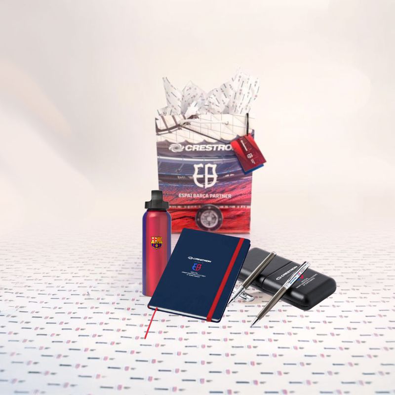 Gift packaging Kit with Barça Water Bottle,  Espai Notebook &amp; Penset (00103-D + 00097-D + 00098-D + 00099-D)