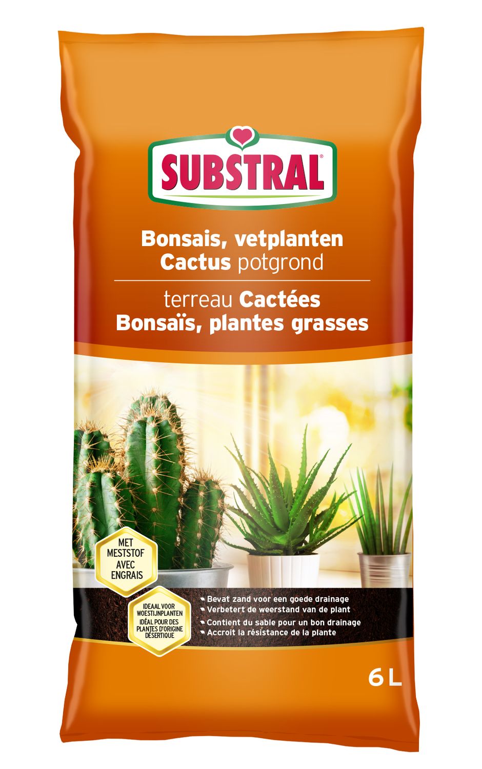 Substral potgrond Bonsais, Cactus en vetplanten 6l Substral potgrond Bonsais, Cactus en vetplanten 6l